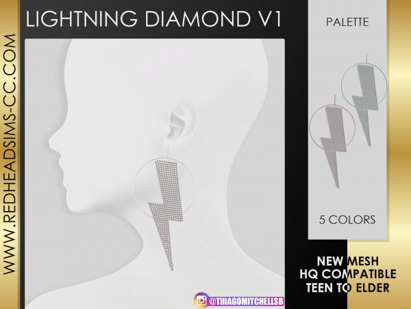  Red Head Sims: Lightning diamond earrings