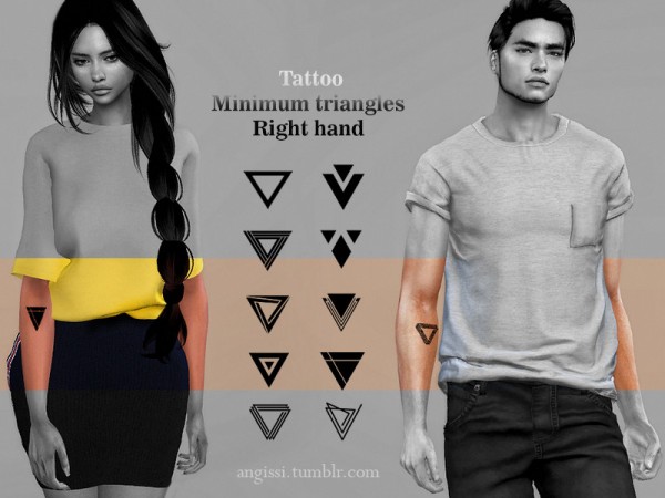 The Sims Resource: Tattoo Minimum triangles Right hand by ANGISSI