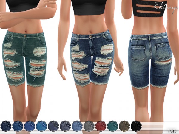  The Sims Resource: Distressed Denim Shorts by ekinege