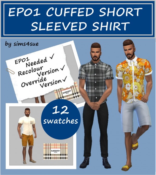  Sims 4 Sue: Cuffed Shorts Slevved Shirt