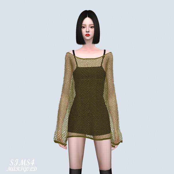  SIMS4 Marigold: See through Knit Dress