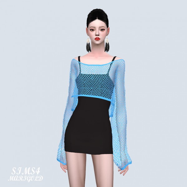  SIMS4 Marigold: Crop See through Knit Dress