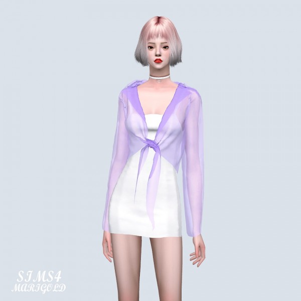  SIMS4 Marigold: See Through Shirt With Mini Dress