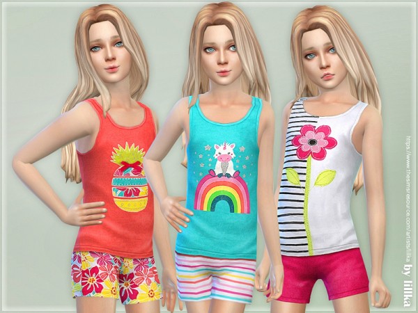 The Sims Resource: Summer Print Top and Shorts 05 by lillka