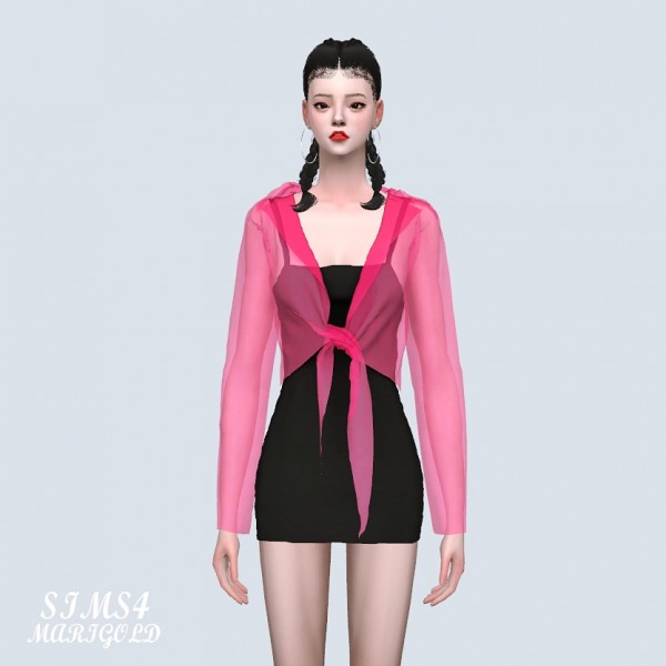  SIMS4 Marigold: See Through Shirt With Mini Dress