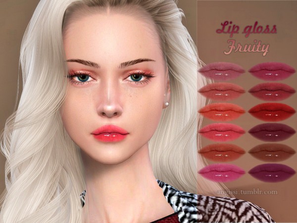  The Sims Resource: Lip gloss   Fruity by ANGISSI