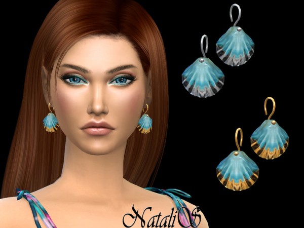  The Sims Resource: Seashell drop earrings by NataliS