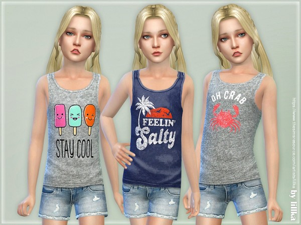  The Sims Resource: Summer Print Top and Shorts 06 by lillka