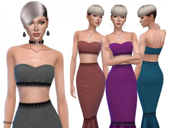  The Sims Resource: Ladies Haltered Dress by pizazz