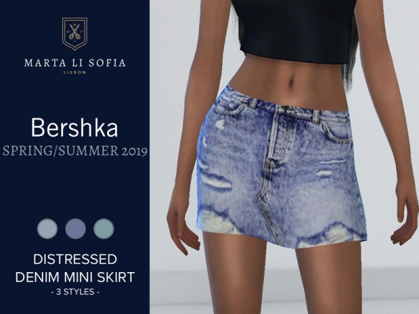  The Sims Resource: Distressed Denim Mini Skirt by martalisofia