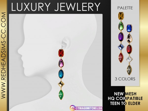 Red Head Sims: Luxury jewlery earrings