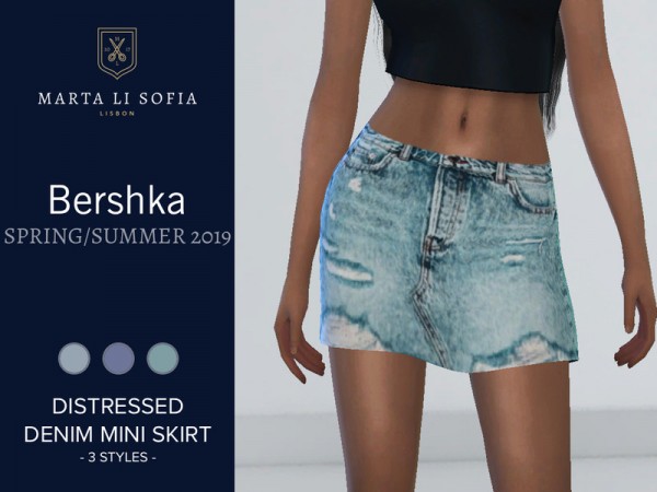  The Sims Resource: Distressed Denim Mini Skirt by martalisofia