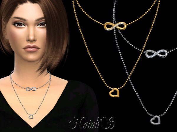  The Sims Resource: Infinity double chain necklace by NataliS
