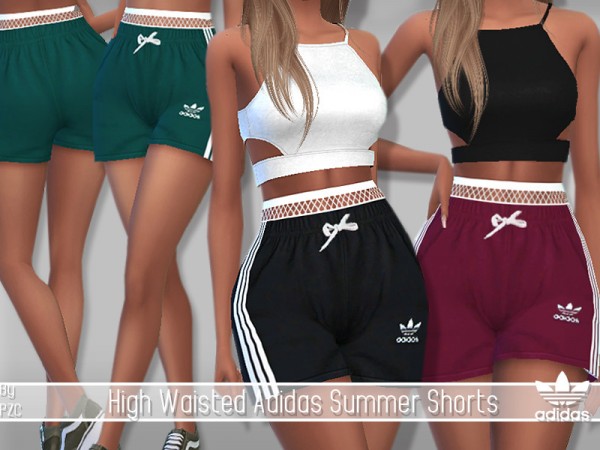  The Sims Resource: Summer Sporty Sweatshirts 02 and High Waisted Shorts by Pinkzombiecupcakes