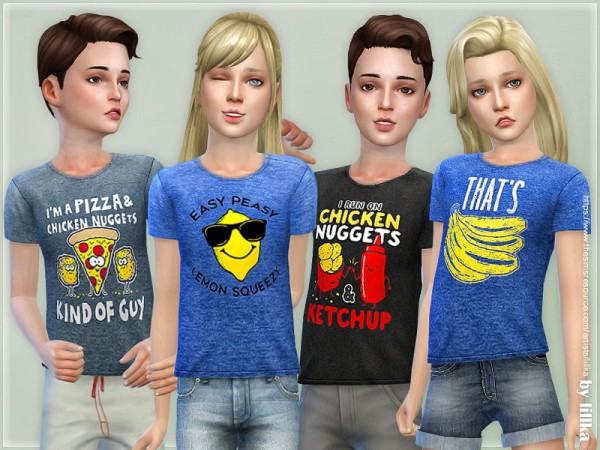  The Sims Resource: T Shirt Collection for Children 01 by lillka