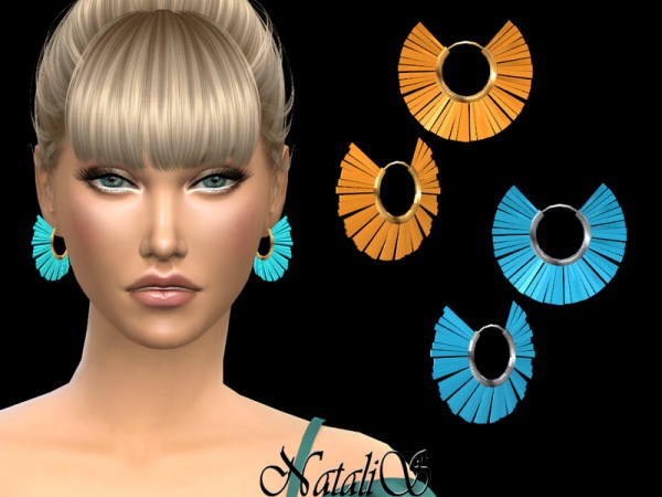  The Sims Resource: Colorful tassel hoop earrings by Natalis