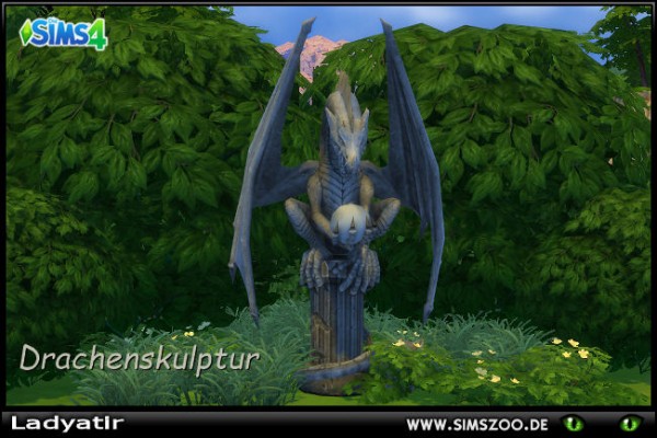  Blackys Sims 4 Zoo: Dragon sculpture by ladyatir