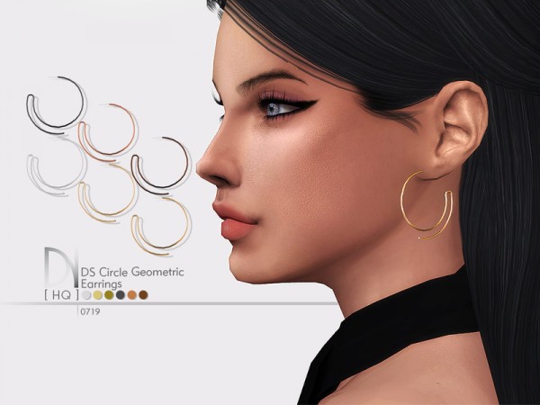  The Sims Resource: Circle Geometric Earrings by DarkNighTt