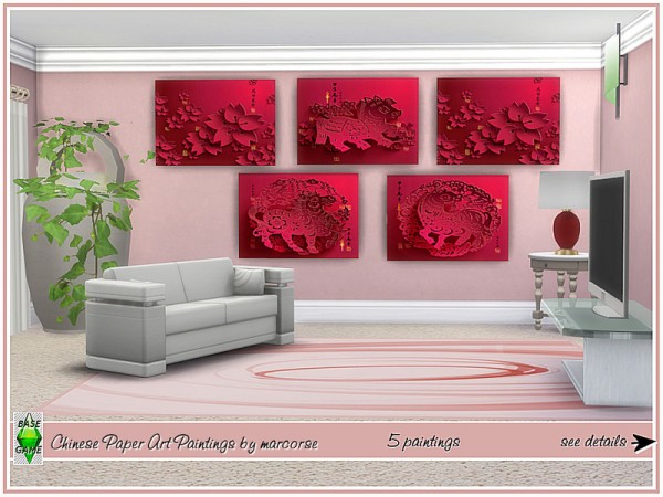  The Sims Resource: Chinese Paper Art Paintings by marcorse