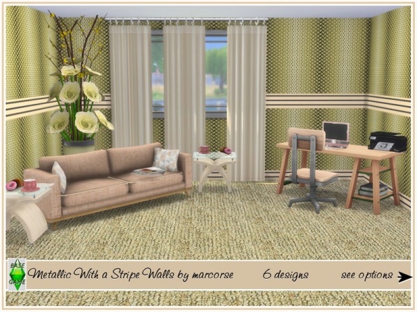  The Sims Resource: Metallic With a Stripe Walls by marcorse