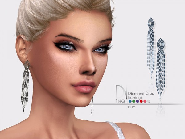  The Sims Resource: Diamond Drop Earrings by DarkNighTt