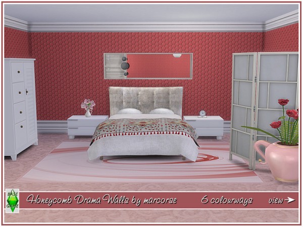  The Sims Resource: Honeycomb Drama Walls by marcorse