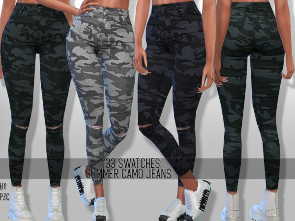 The Sims Resource:  Summer Camo Jeans by Pinkzombiecupcakes