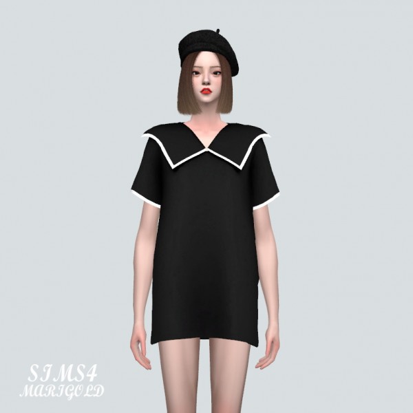  SIMS4 Marigold: Big Collar Boxy Dress