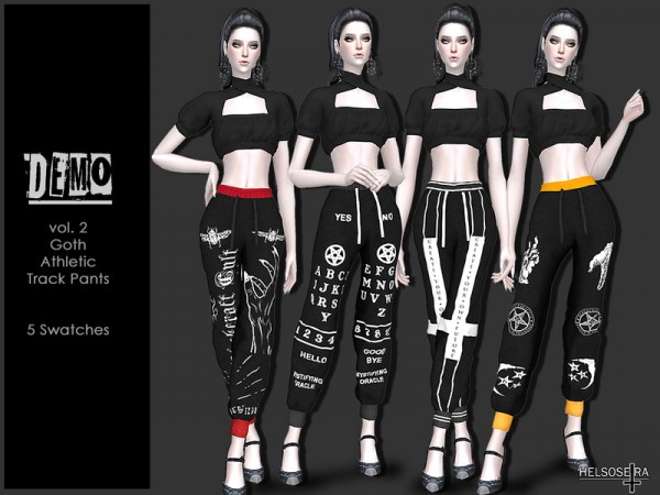  The Sims Resource: V.2 Goth Track Pants by Helsoseira