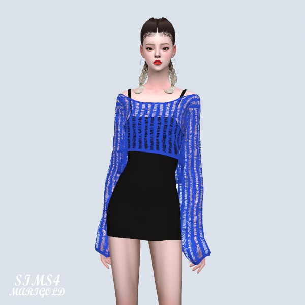  SIMS4 Marigold: Crop Summer Sweater With Mini Dress