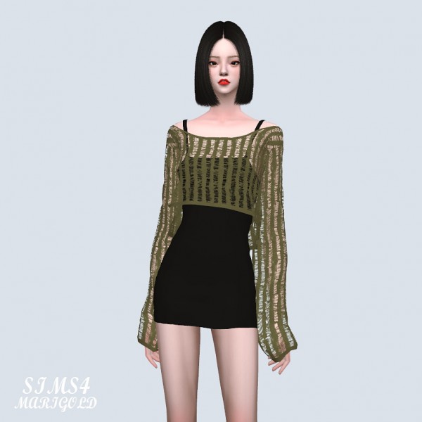  SIMS4 Marigold: Crop Summer Sweater With Mini Dress