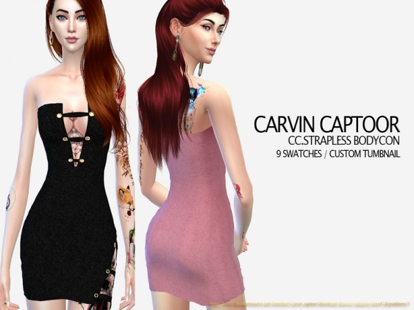  The Sims Resource: Strapless bodycon by carvin captoor