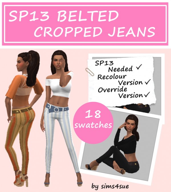  Sims 4 Sue: Belted cropped jeans