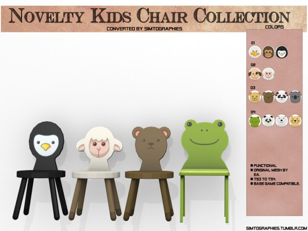  Simtographies: Novelty Kids Chair Collection