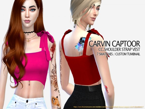 The Sims Resource: Shoulder strap Vest by carvin captoor • Sims 4 Downloads