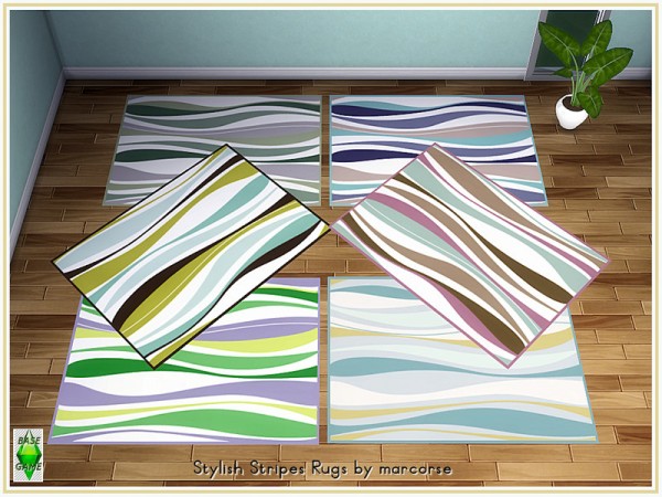  The Sims Resource: Stylish Stripes Rugs by marcorse