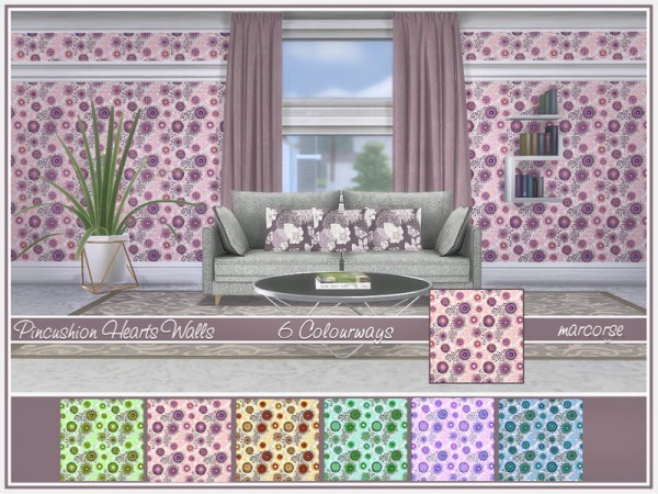  The Sims Resource: Pincushion Hearts Walls by marcorse