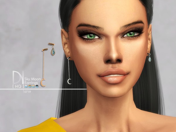  The Sims Resource: Sky Moon Earrings by DarkNighTt