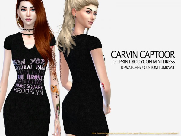  The Sims Resource: Print Bodycon Mini Dress by carvin captoor