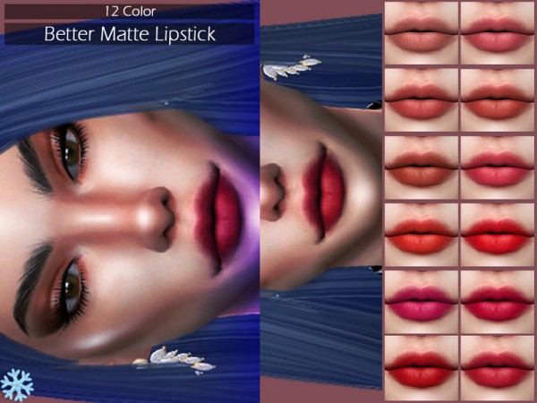  The Sims Resource: Better Matte Lipstick by Lisaminicatsims