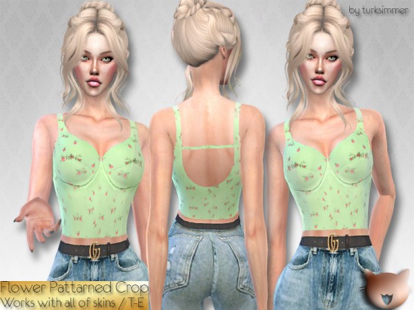 The Sims Resource: Flower Pattarned Crop by turksimmer