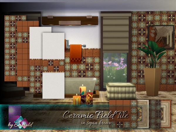  The Sims Resource: Ceramic Field Tile in sepia brown by emerald