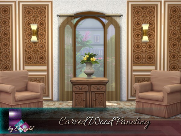  The Sims Resource: Carved Wood Paneling by emerald