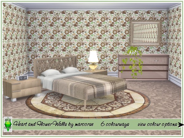  The Sims Resource: Heart and Flower Walls by marcorse