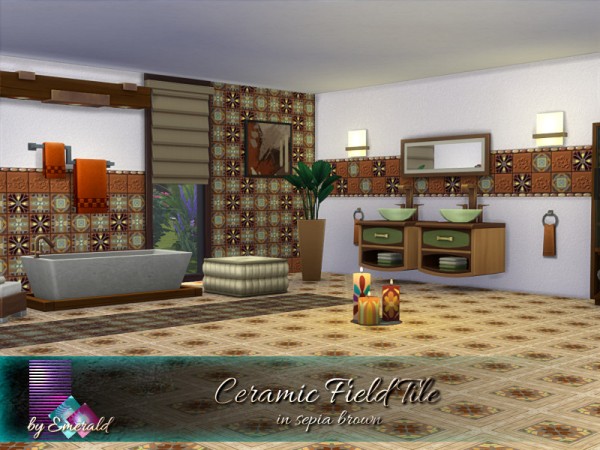  The Sims Resource: Ceramic Field Tile in sepia brown by emerald