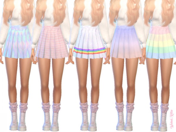  The Sims Resource: Pastel Pleated Skirts by Wicked Kittie