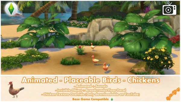  Mod The Sims: Animated   Placeable Birds   Chickens by Bakie