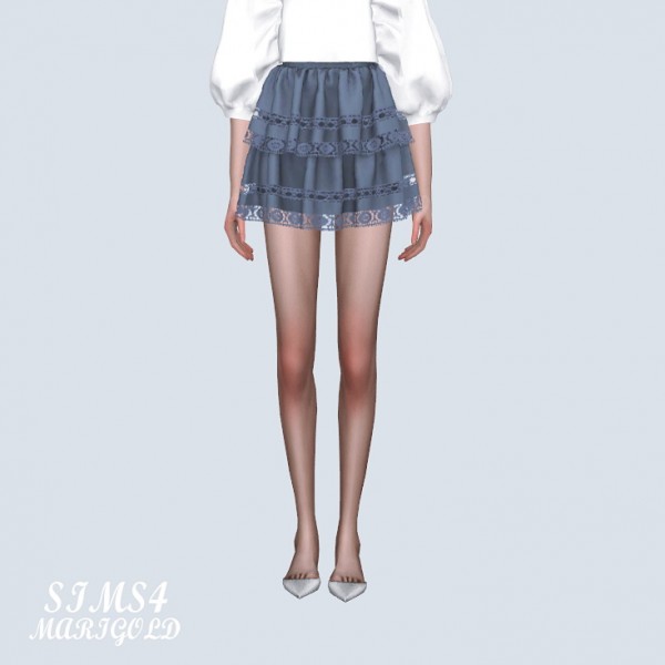  SIMS4 Marigold: Lace Ribbon Tiered Skirt