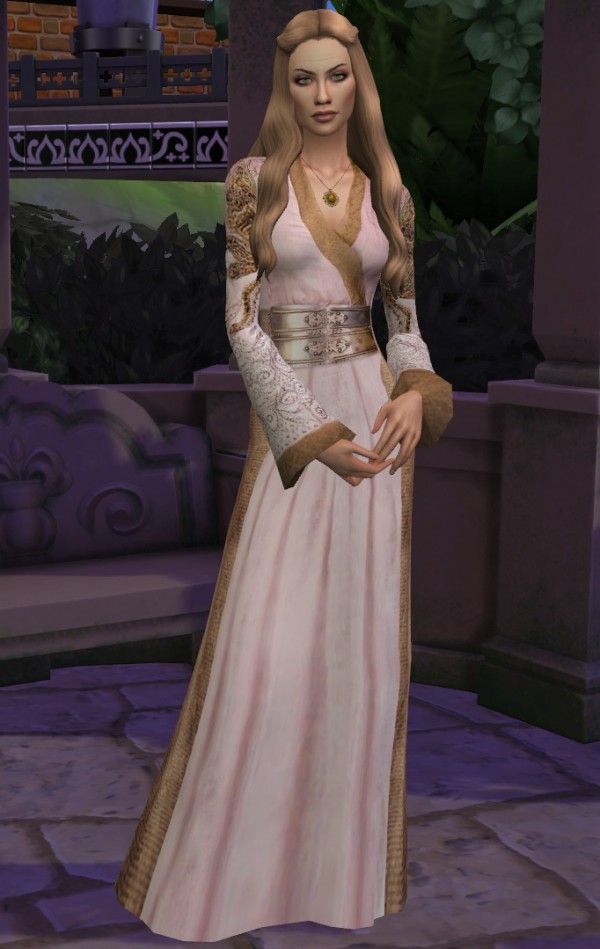 Mod The Sims: Game of Thrones Cersei Lannister Pink Swirl Dress by