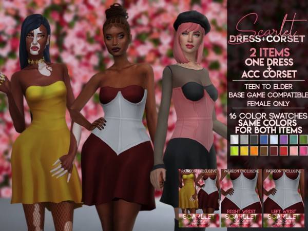  Candy Sims 4: Scarlet Dress and Corset